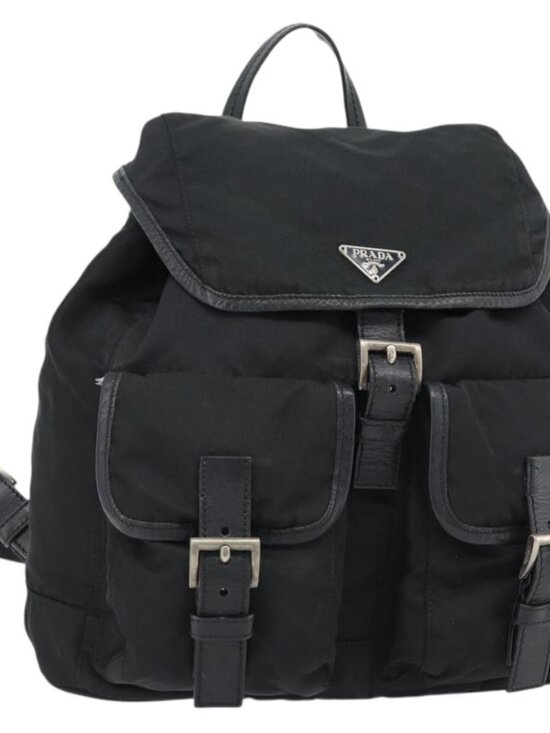 PRADA Backpack Nylon Black Silver Auth 180665A main image 14
